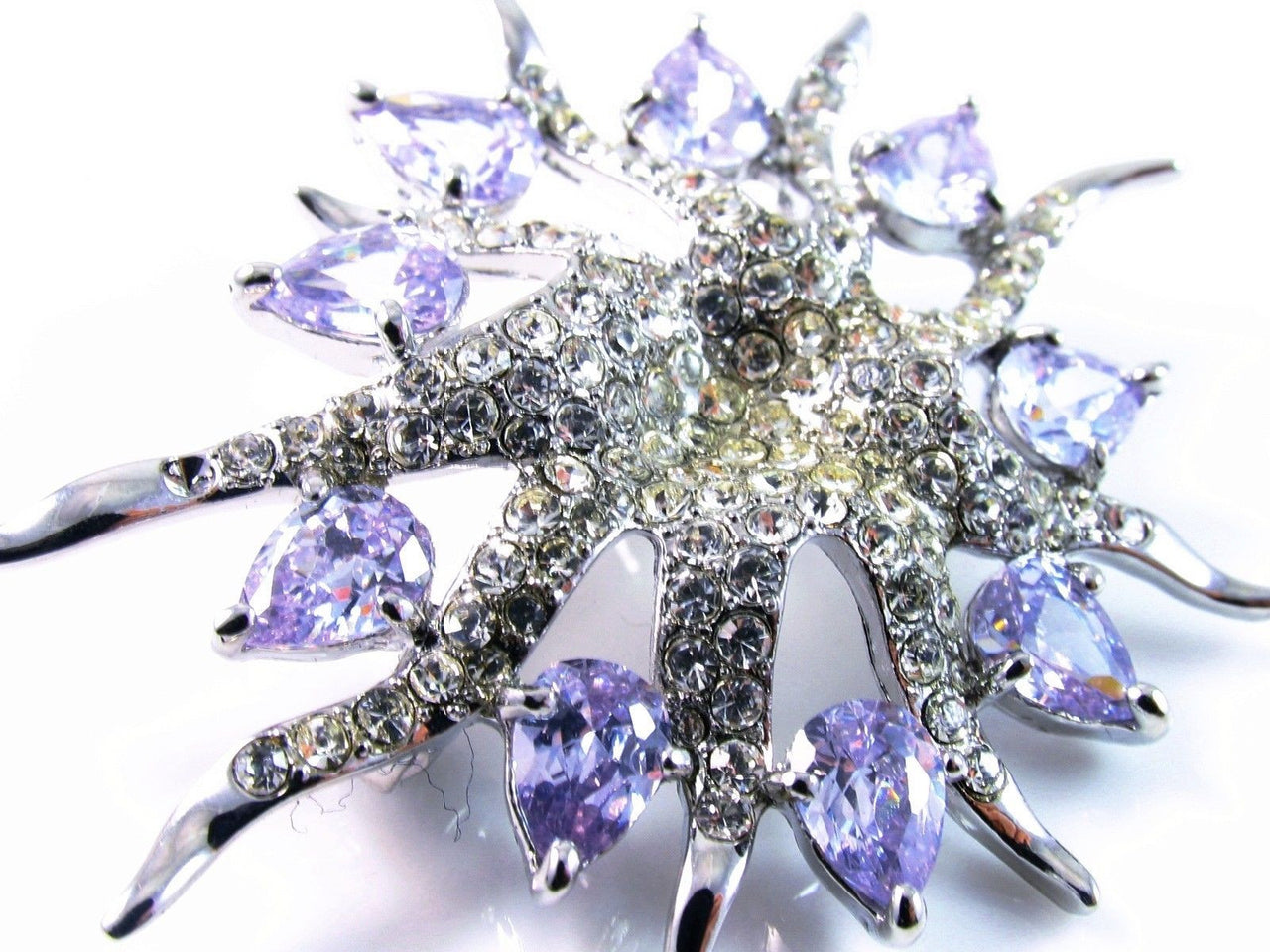 Beautiful Large Purple Rhinestones Fan Style Hair Claw **