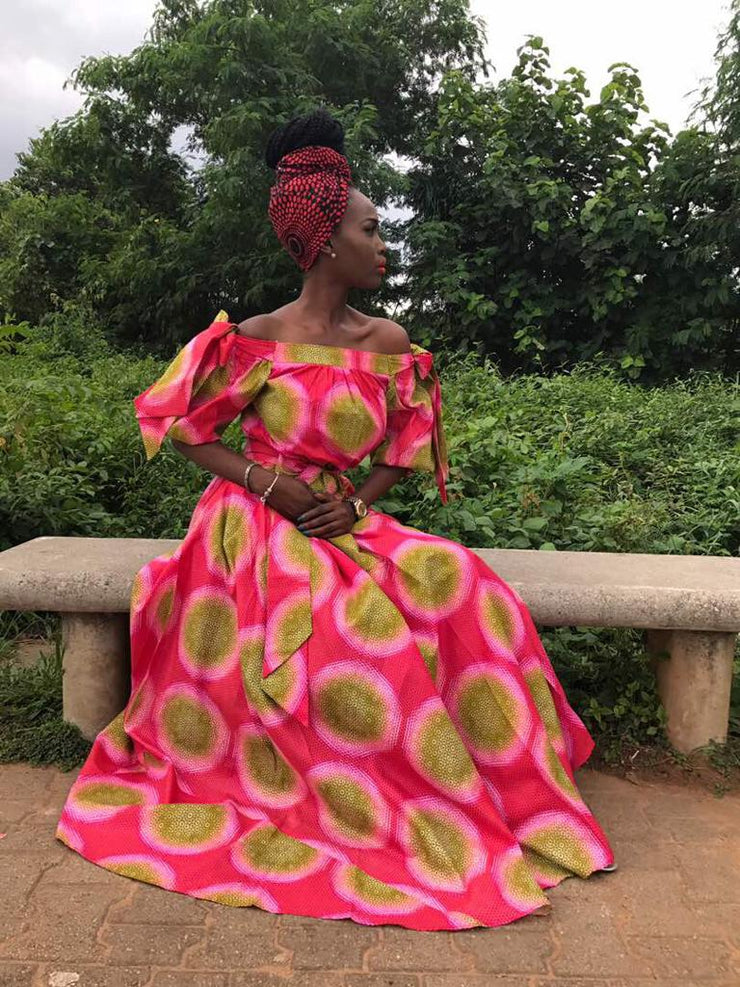 pink african print dress