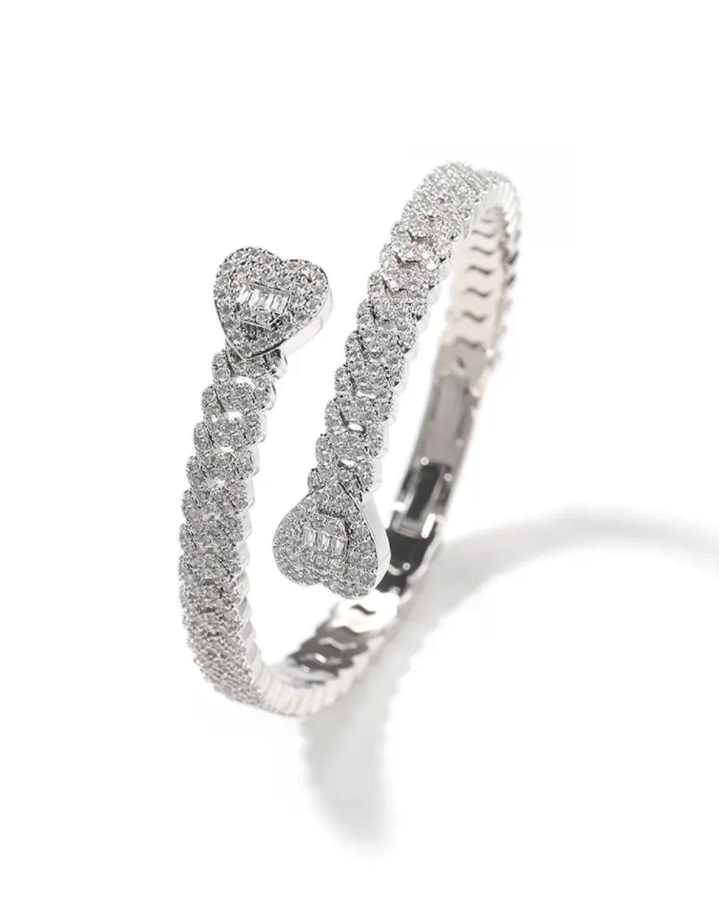 Heart Cuban Cuff Bracelet