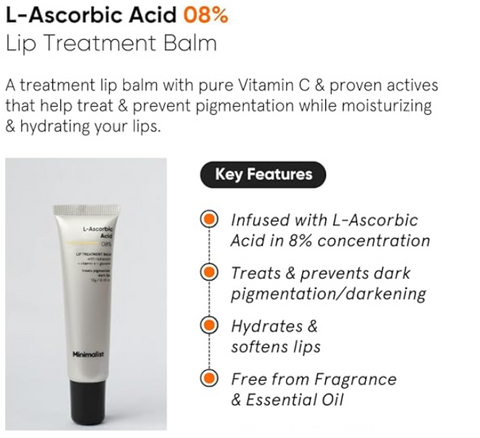 Key Features of minimalist 8% l-ascorbic acid lip