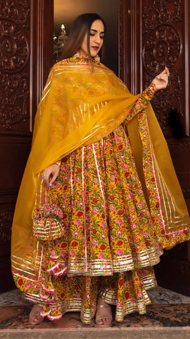 Mastani Cotton Anarkali Palazzo Set from Pomcha Jaipur