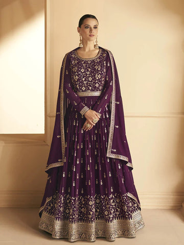 Myra palatinate Georgette Embroidered Designer Palazzo Suit