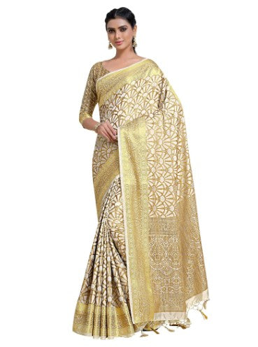 Off-White Kanjivaram Art Silk Saree