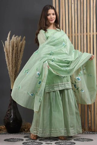 Olive Hand Paint Sharara Set from Iysa