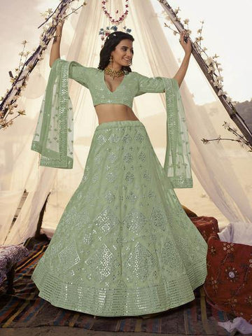 Buy Tea Green Designer Lehenga online-Karagiri | Online Sale