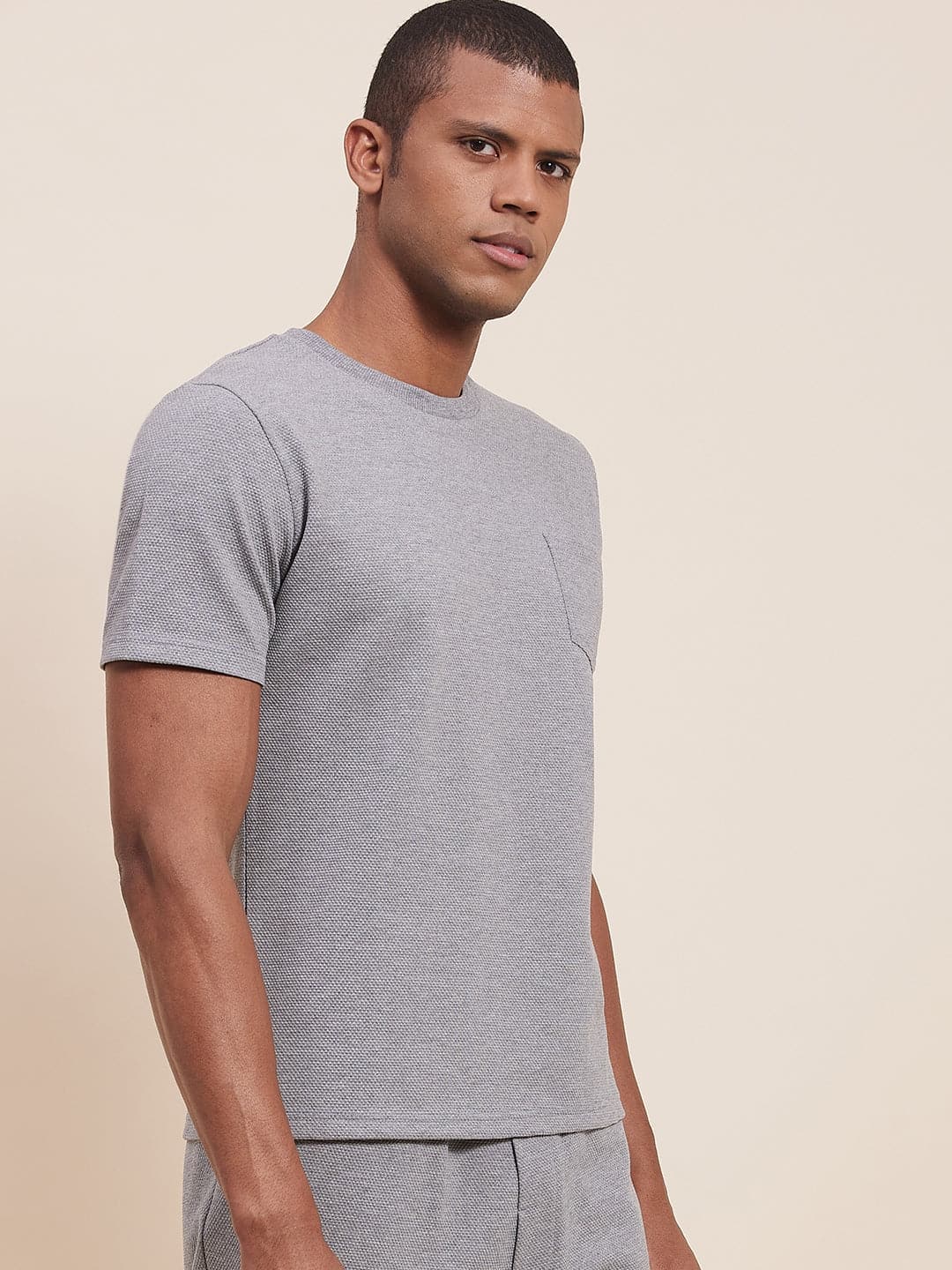 Buy Lyush - Grey Melange Slim Fit Pocket T-Shirt Online Best Price | Distacart