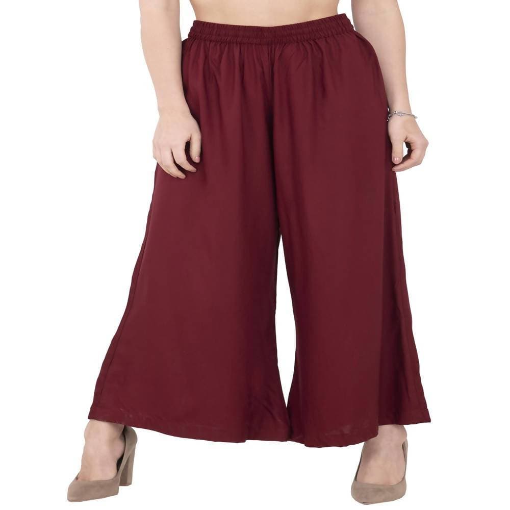 Buy Lagi Women's Maroon Solid Palazzo (PLZ04I) Online at Best Price ...