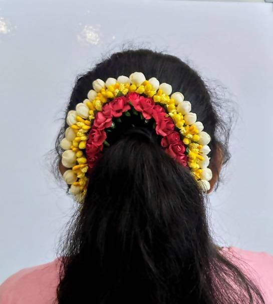 Red Yellow Flower Hair Gajra Distacart