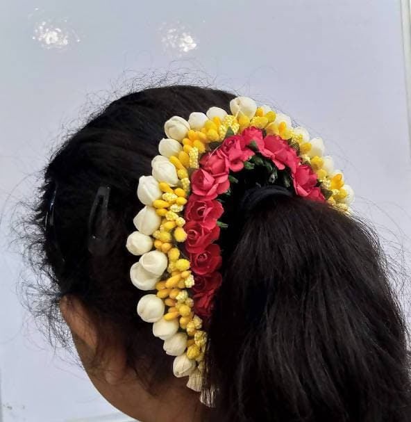Red Yellow Flower Hair Gajra Distacart
