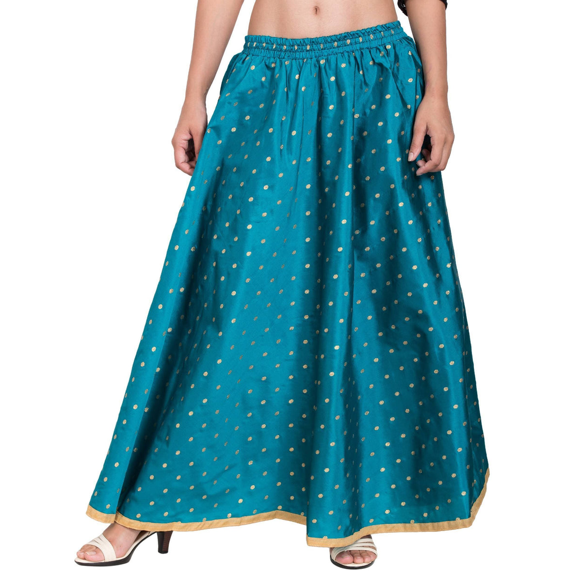 Buy Asmaani Turquoise Color Golden Zari Work Maxi Skirt Online at Best ...