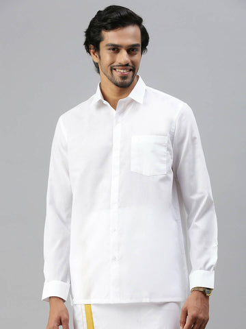 Buy Ramraj Cotton Mens Full Sleeve Formal Poly cotton White Shirt Online at  Best Price