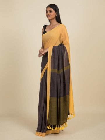 Handloom Cotton Zari Work Green Saree|Anxious Sitara|Suta