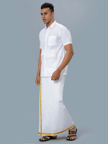Ramraj Mens Cotton Dhoti and Towel Set- 26592 (White) -  - Feel  Free