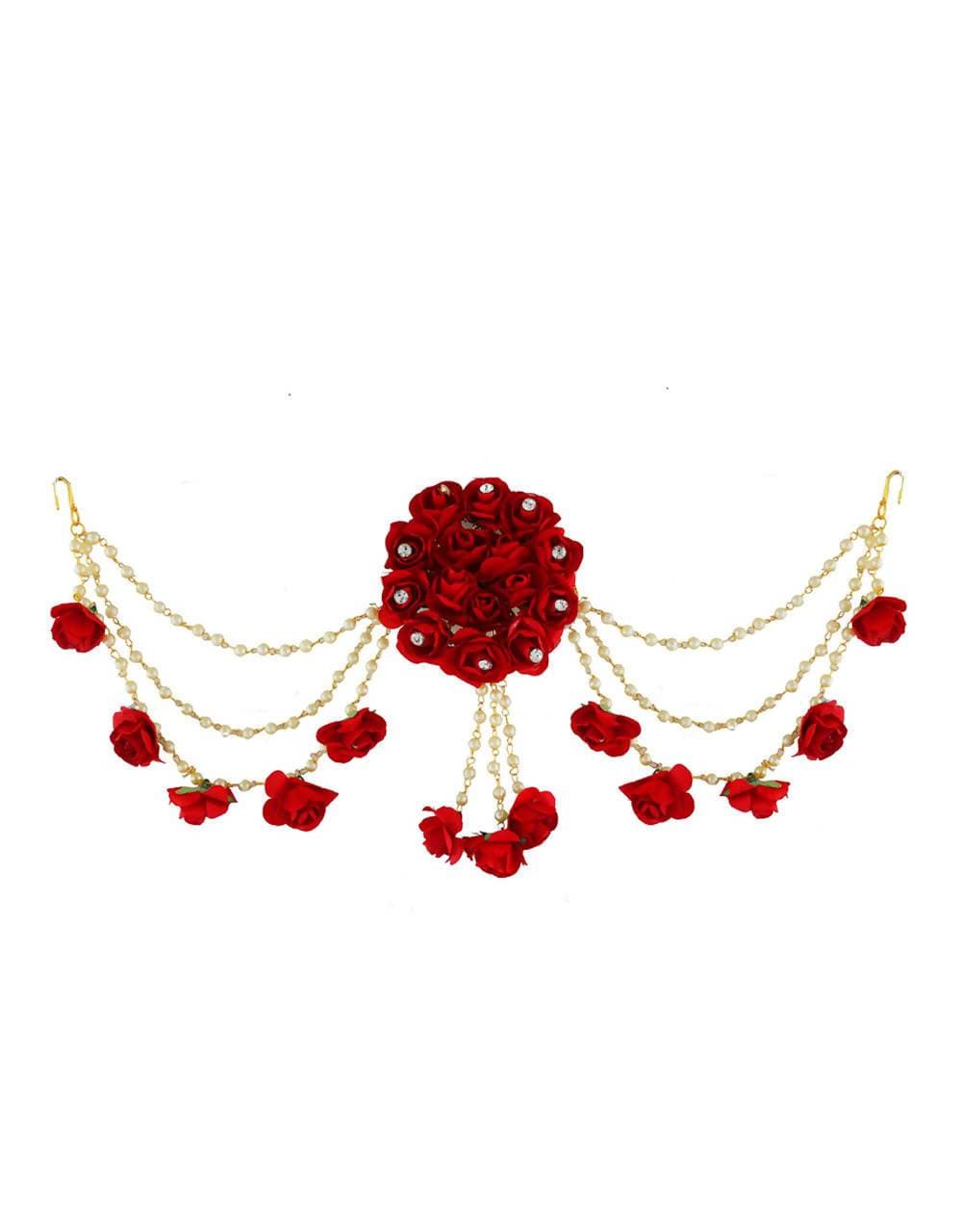 Yellow Chimes Brooches  Buy Yellow Chimes Set of 9 GoldPlated Red Crystal  Studded Choti Hair Brooch Online  Nykaa Fashion
