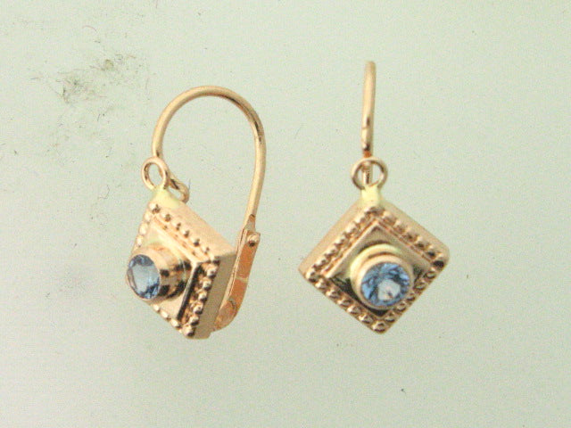 1202_1FR - 19.2k Portuguese Gold Kids Earrings (Hinge Hook-Front Fastening)