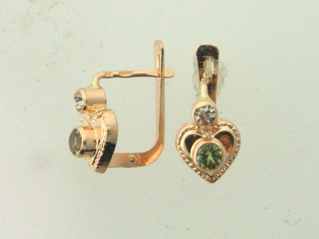 1204FQ - 19.2k Portuguese Gold Heart Shape Kids Earrings (Hinge Flap-Back)