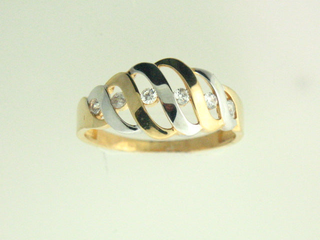 AN116_98044 - 19.2kt Two TonePortuguese Gold Ring With CZs