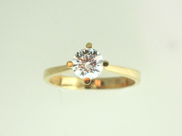 AN144_6670 - 19.2kt Portuguese Gold Solitaire Engagement Ring with CZ