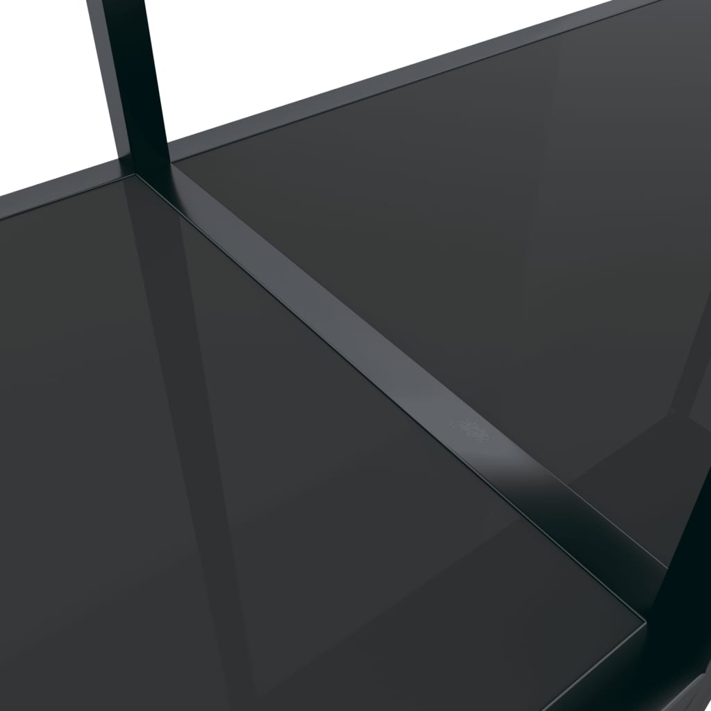 Console Table Accent Side Table with Steel Frame Black Tempered Glass