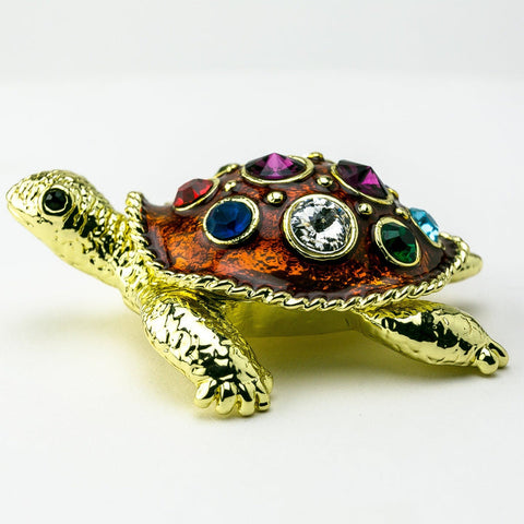 Golden Turtle Decorated with Colorful Crystals