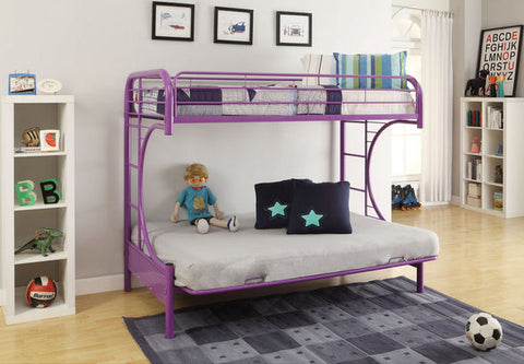 Twin Over Full Purple Metal Tube Futon Bunk Bed