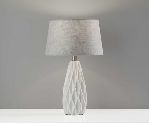 White Ceramic Geometric Base Table Lamp