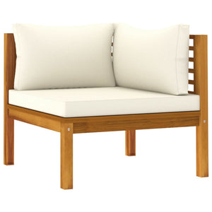 5 Piece Patio Lounge Set with Cream Cushion Solid Acacia Wood