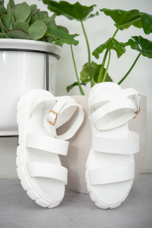 WeeBoo Best Foot Forward Platform Sandals in White 99FAB