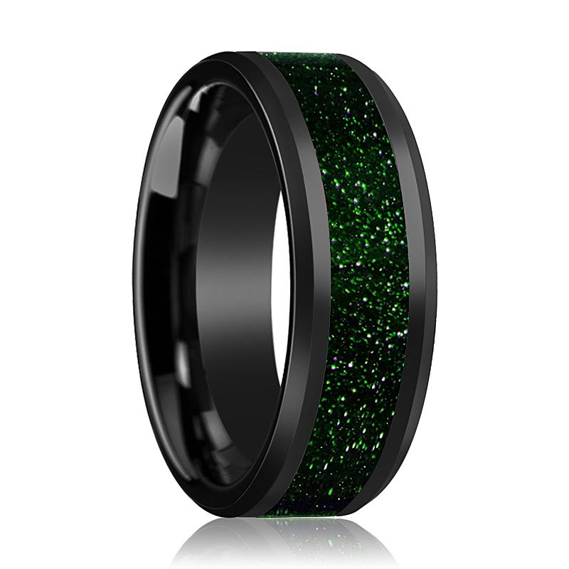 Black ceramic ring with matte center and beveled edges. 8mm | The Ring  Austin | Round Rock, TX
