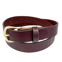 Handmade leather belt with sold brass buckle.  1/1/4" wide with brass colored hardware. Bottega Flaviani