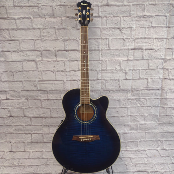 Ibanez Ael20e Blue Dreadnaught Acoustic Guitar Evolution Music 