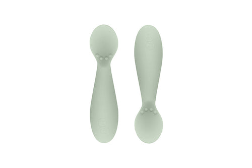 Ezpz sage tiny spoon twin pack against white backdrop