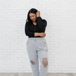Chill Nights Distressed Joggers- Gray