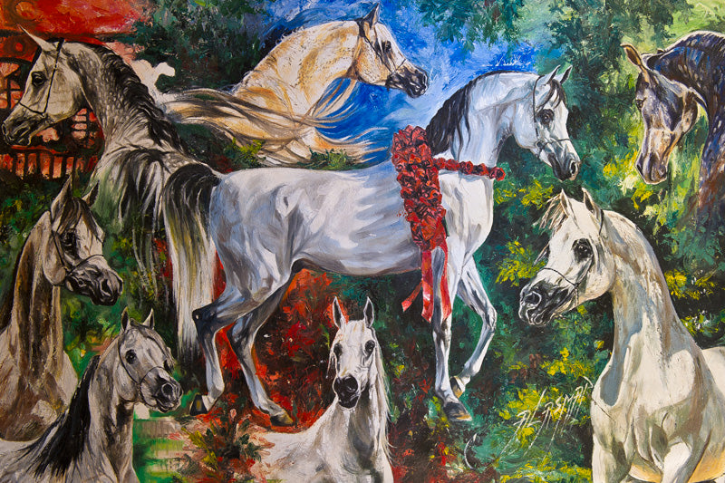 Palette Knife Oil Painting on Canvas of "Om El Arab Ranch" 54"x36"