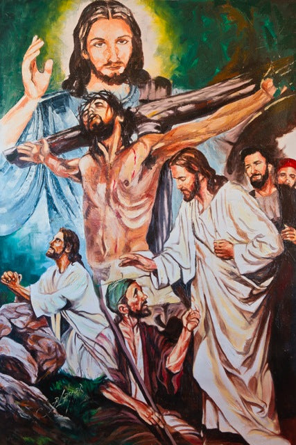 Palette Knife Oil Painting on Canvas of Jesus 54"x36"