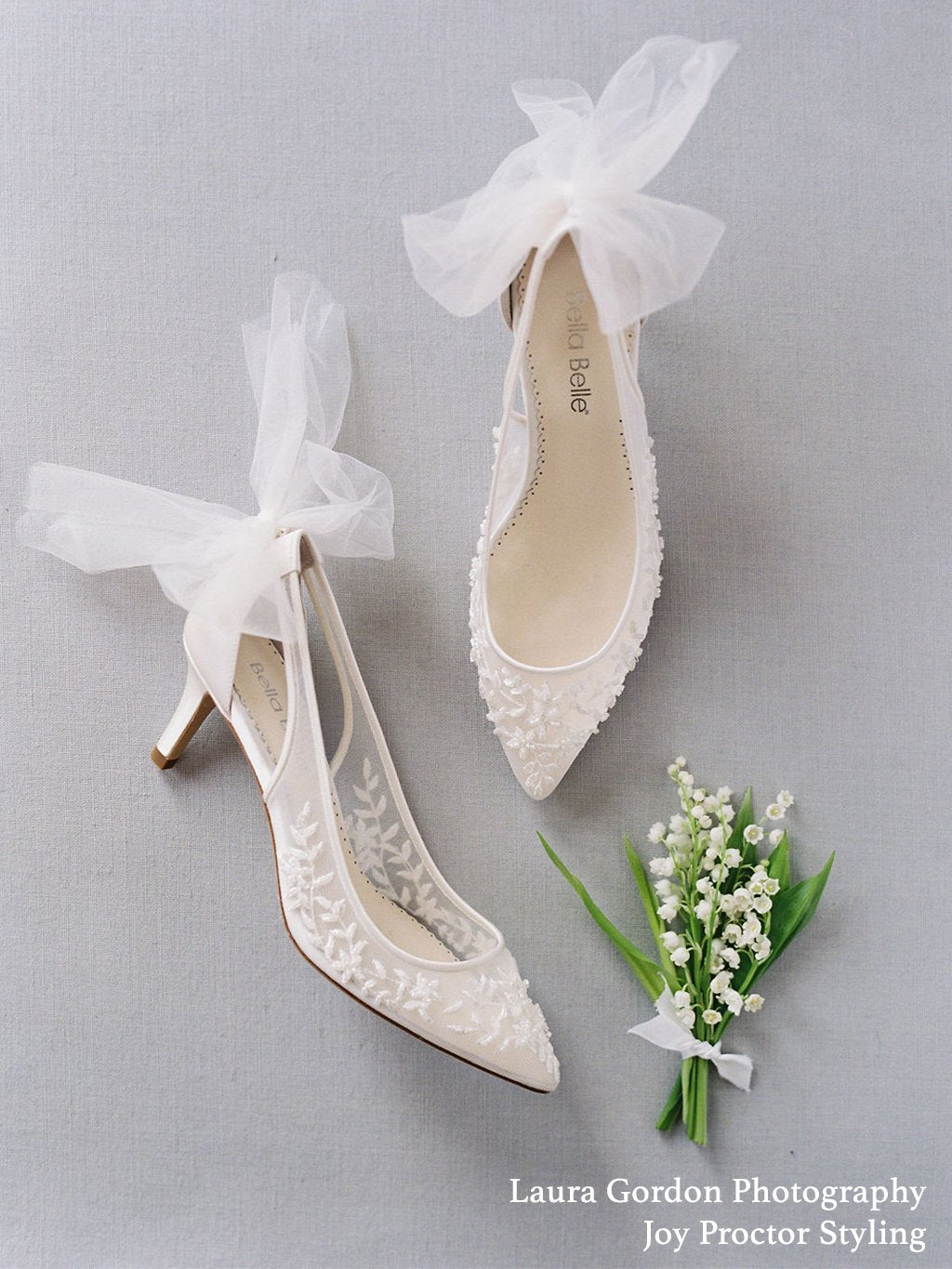 Bella Belle - Edna - Floral and Tulle Bow Pump | The White Collection