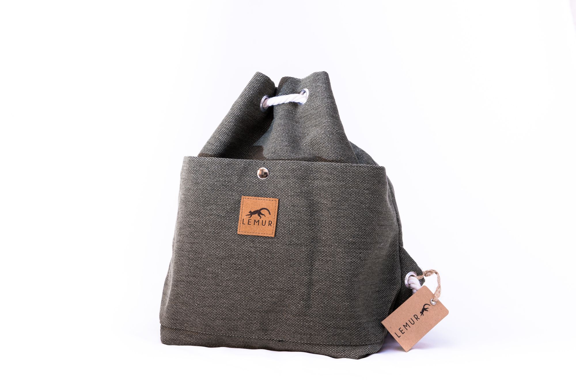 Stone Gray Canvas Drawstring Day Bag – Lemur Bags