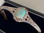 Antique Victorian Gold Opal & Diamond Bangle