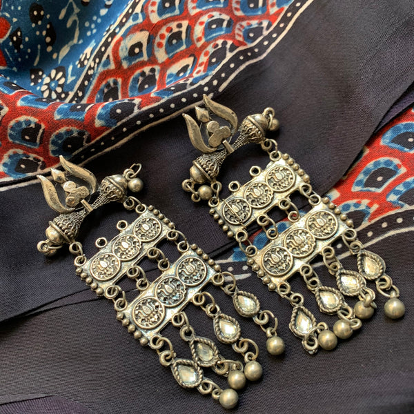 German silver statement earrings