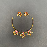 Kundan lotus statement earrings and hasli