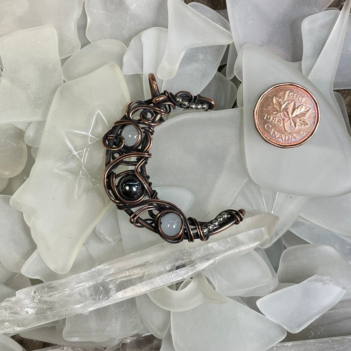 Hematite and Quartz Mayhem Moon - Mother Of Metal - Copper - For Her - For Him