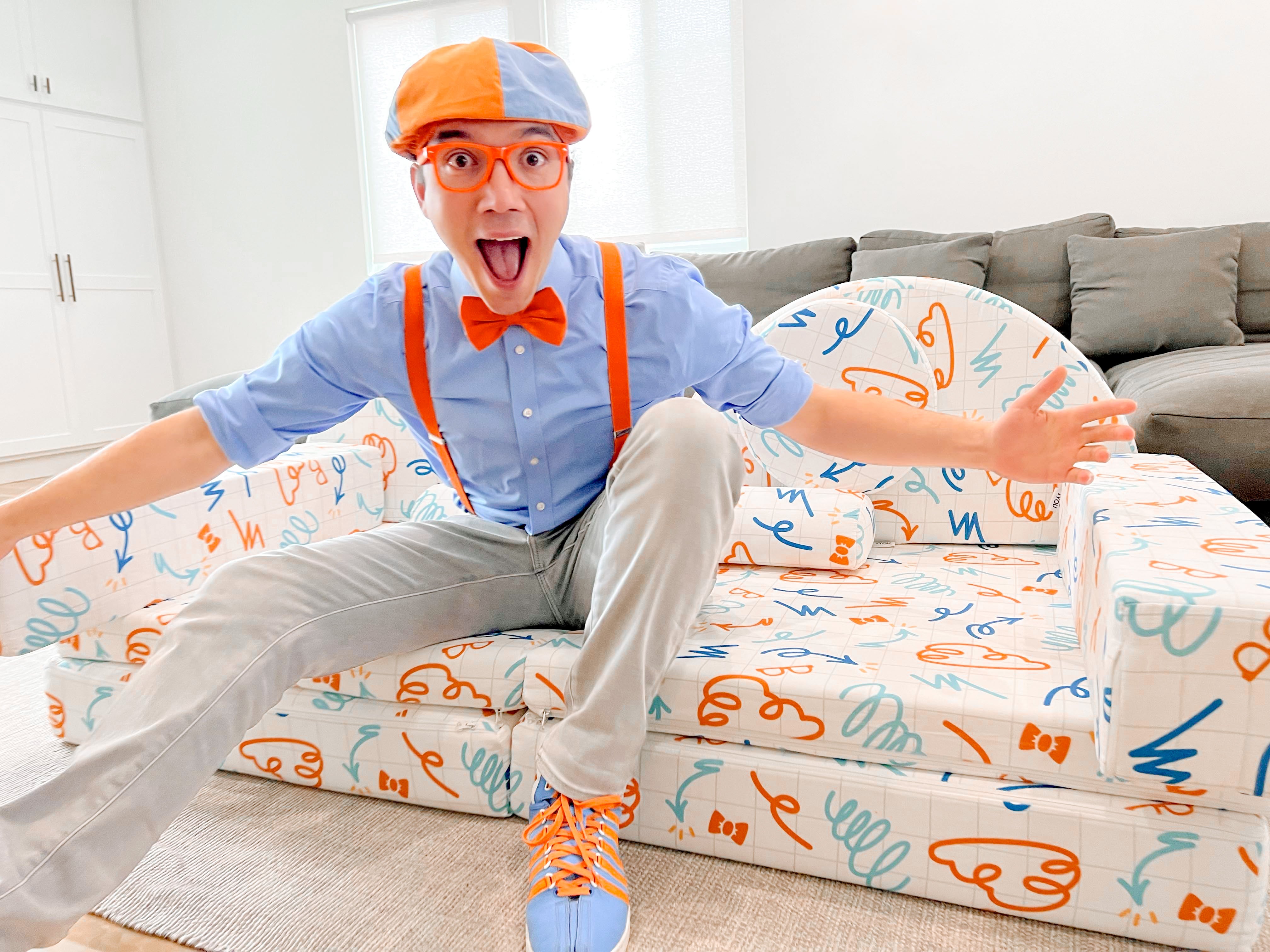 Blippi Sitting on Joey Play Couch