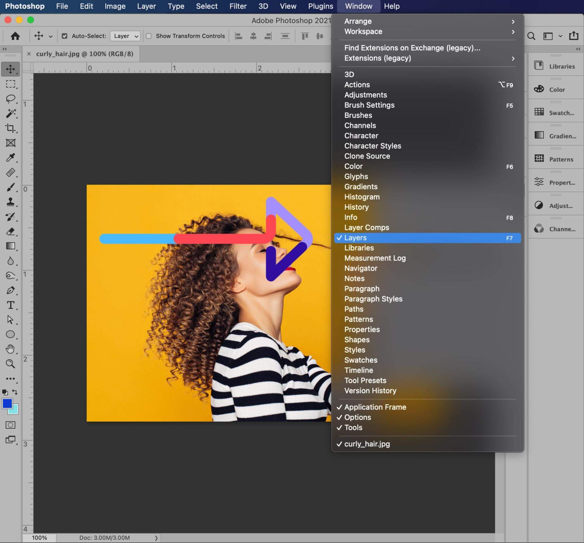 set up layers background hair