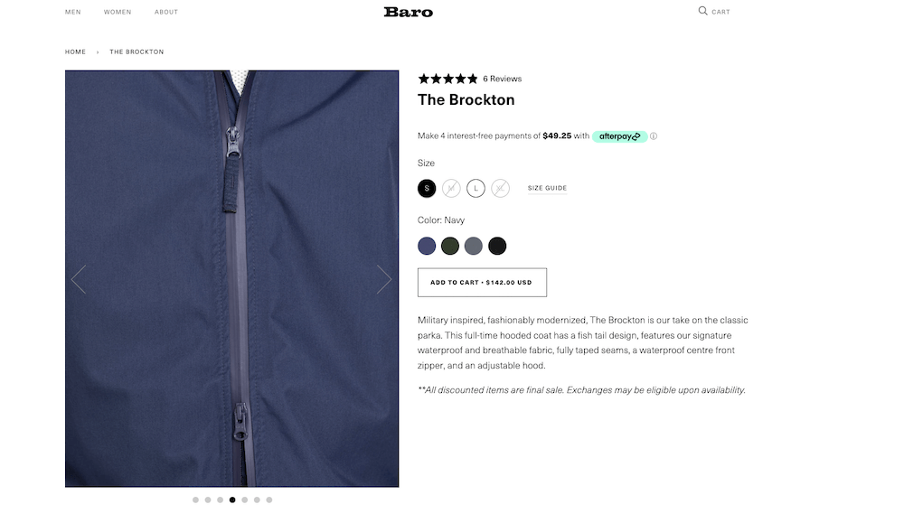 Baro product page screenshot