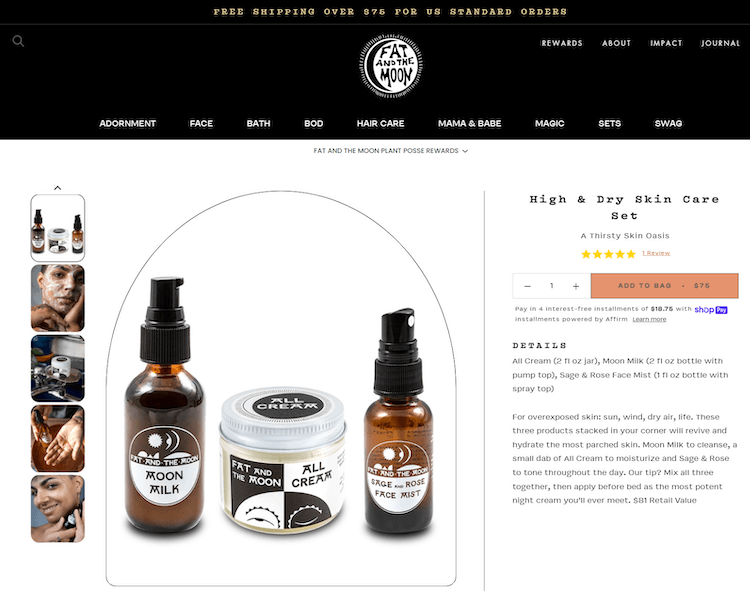 screenshot of Fat and the Moon product page