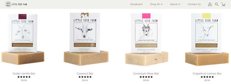 screenshot of Little Seed Farm product photos