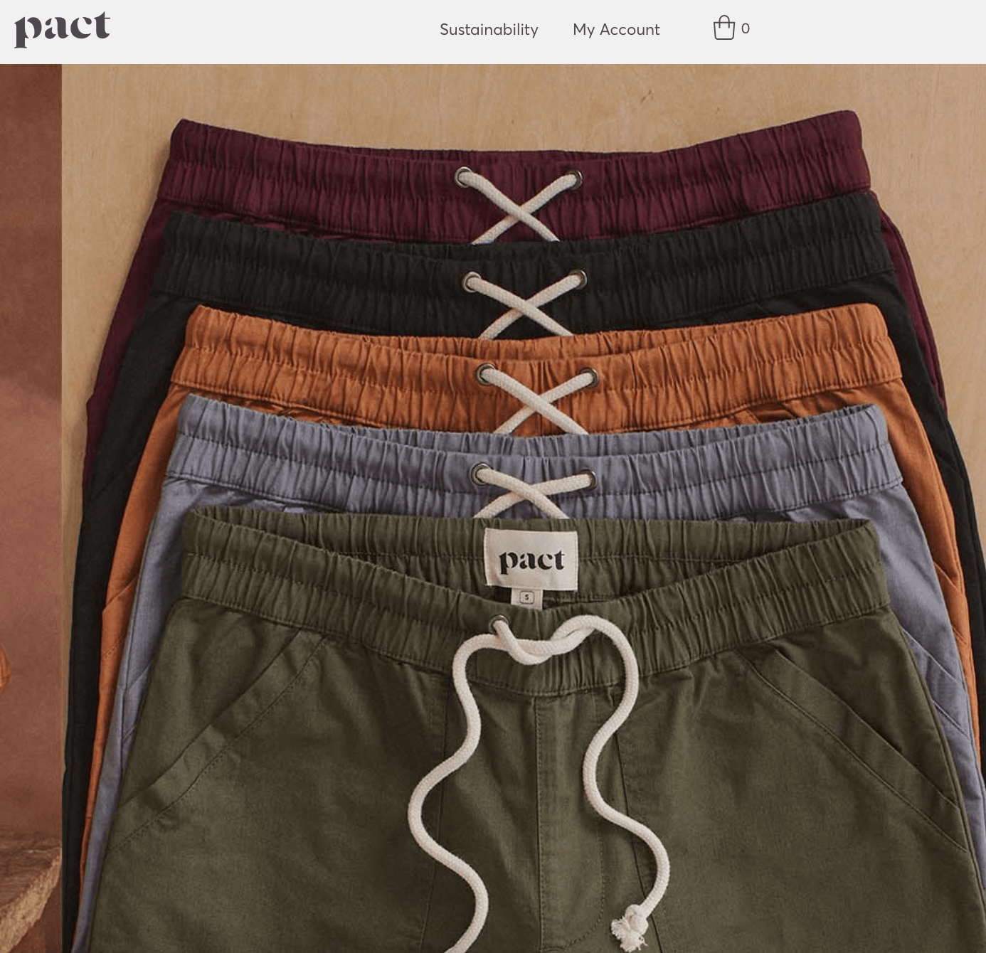 Pact product photo of many different shorts