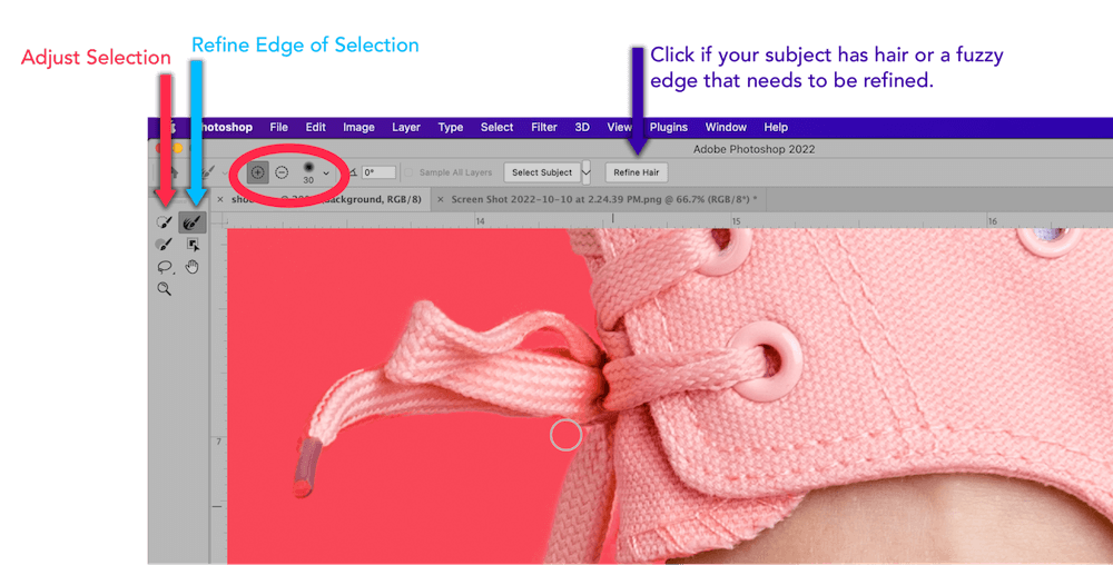 screenshot of Photoshop selections