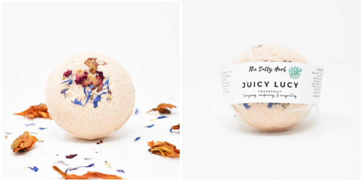 screenshot of bath bomb product photos