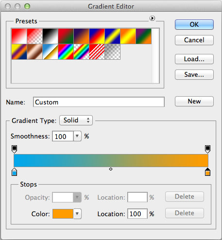 Select first color blue and second color orange